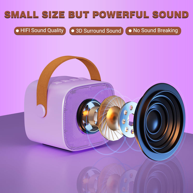 Karaoke Machine for Kids,Most Popular Birthday Gifts for 3, 4, 5, 6, 7, 8, 9, 10,11,12 +Year Old Girls Boys,Mini Karaoke Machine with 2 Wireless Microphones,Portable Bluetooth Home Party (Purple) 2 Mic Purple2