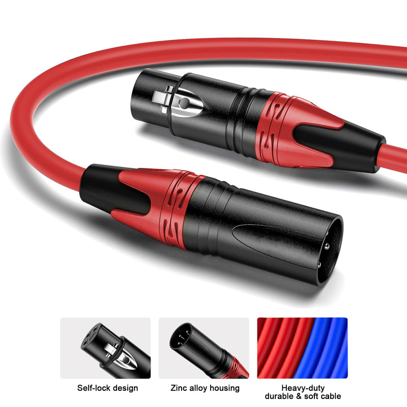 4Pack-25FT XLR Male to XLR Female Cables, Professional Balanced Microphone Lead, Extension Mic Cable Cord (Blue, Red,Yellow,Blue) 4pack-25FT