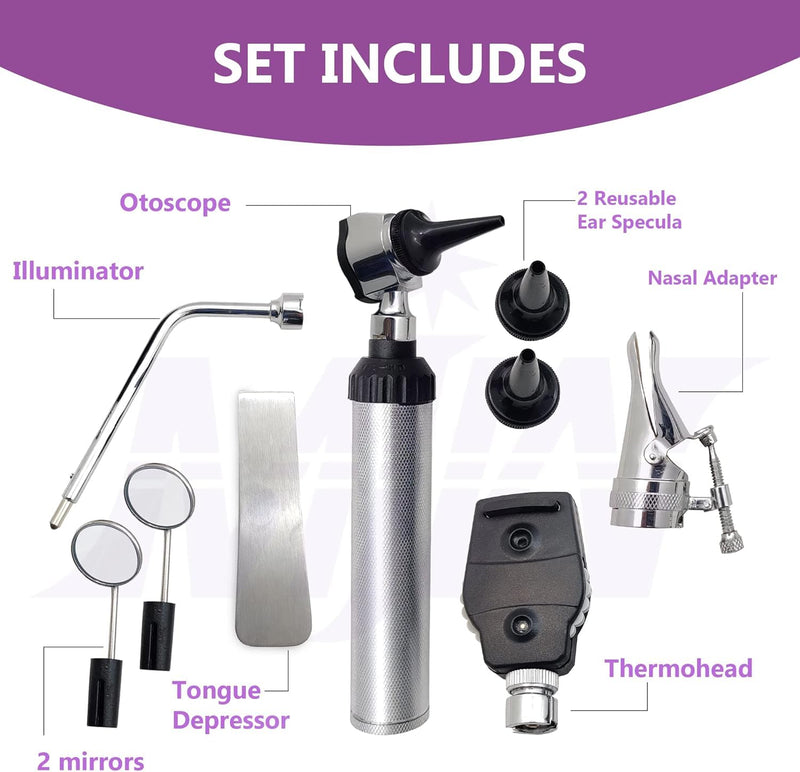 [AUSTRALIA] - Fiber Optic Otoscope Set for Adults Kids Otoscope Ear Healthy Tool for Nurses Adults Kids Baby Elderly Pets Animals Veterinary Otoscope 
