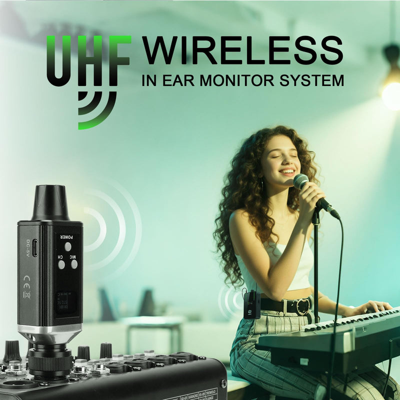 AR9 UHF Mono Wireless in-Ear Monitor Pro System Transmitter and Beltpack Receiver for Studio, Band Rehearsal and Live Performance (AR9-1-BK) AR9 Pro-1