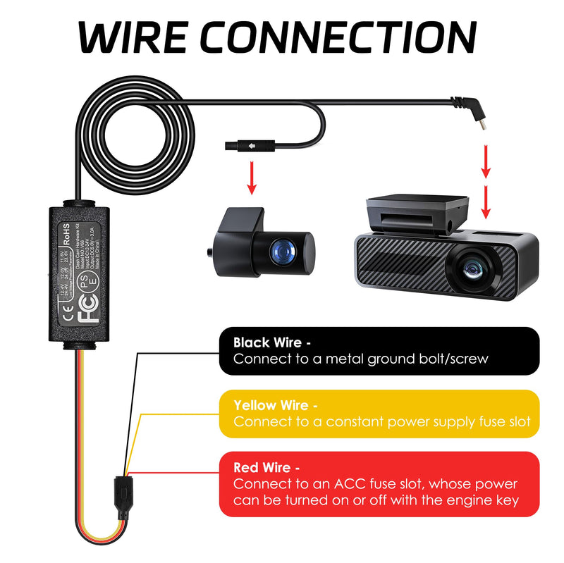 [AUSTRALIA] - Pelsee Dash Cam Hardwire Kit, Full Set Hard Wire Kit Fuse for P1 Duo Dash Cam Only, 12V-24V to 5V Car Dash Camera Charger Power Cord, 4 Fuse Cable and Installation Tool 