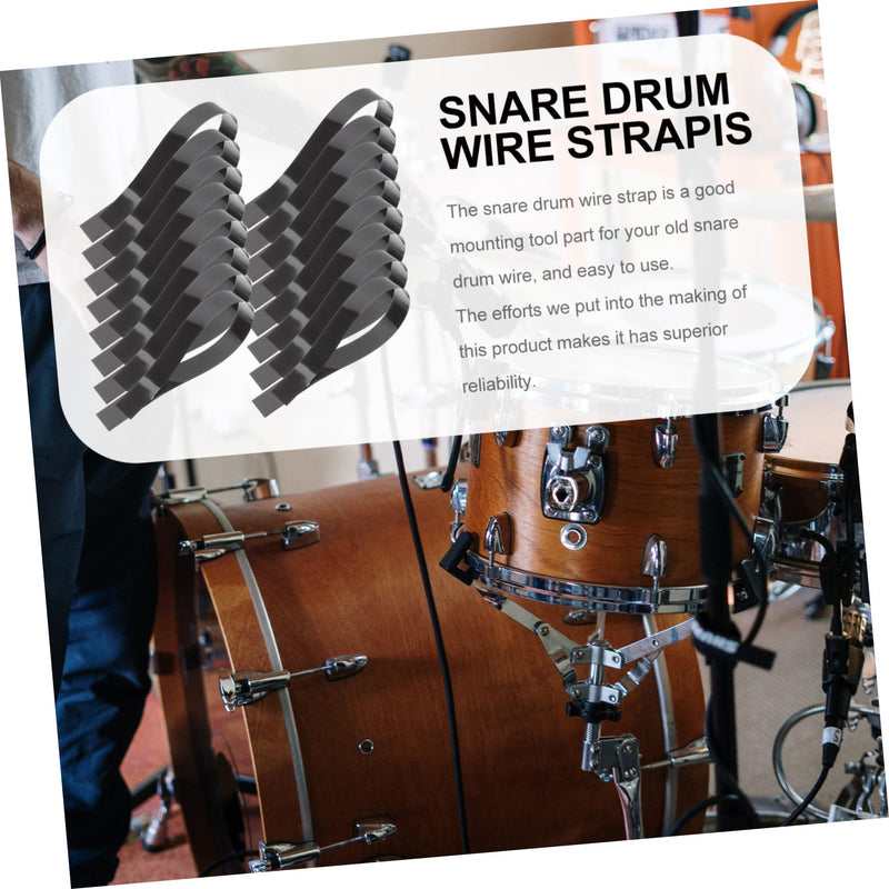 Snare Straps 20pcs Snare Drum Accessories Drum Wire Mounting Strap Snare Wire Drum Wire Mounting Tools Drum Wire Installation Strap Parts for Drum Snare Pad Springs Drum Kit Pet 25.00X1.40X0.10CM Black