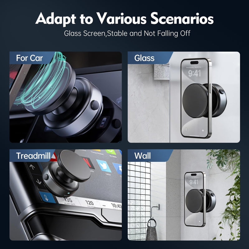Suction Cup Phone Mount,Magnetic Phone Holder for Car,360°Adjustable Vacuum Suction Phone Mount, Foldable Portable Phone Holder for Car Accessories, Suitable for iPhone, Android, Samsung