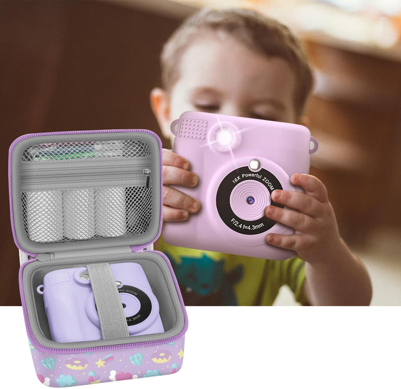 Leayjeen Kids Camera Case Compatible with ESOXOFFORE/Dylanto/GKTZ/HiMont/CAMCLID Kids Camera Instant Print for Holiday Gifts and Birthday Gifts for Kids 3-12 Years Old - Pink Unicorn (Case Only) Purple