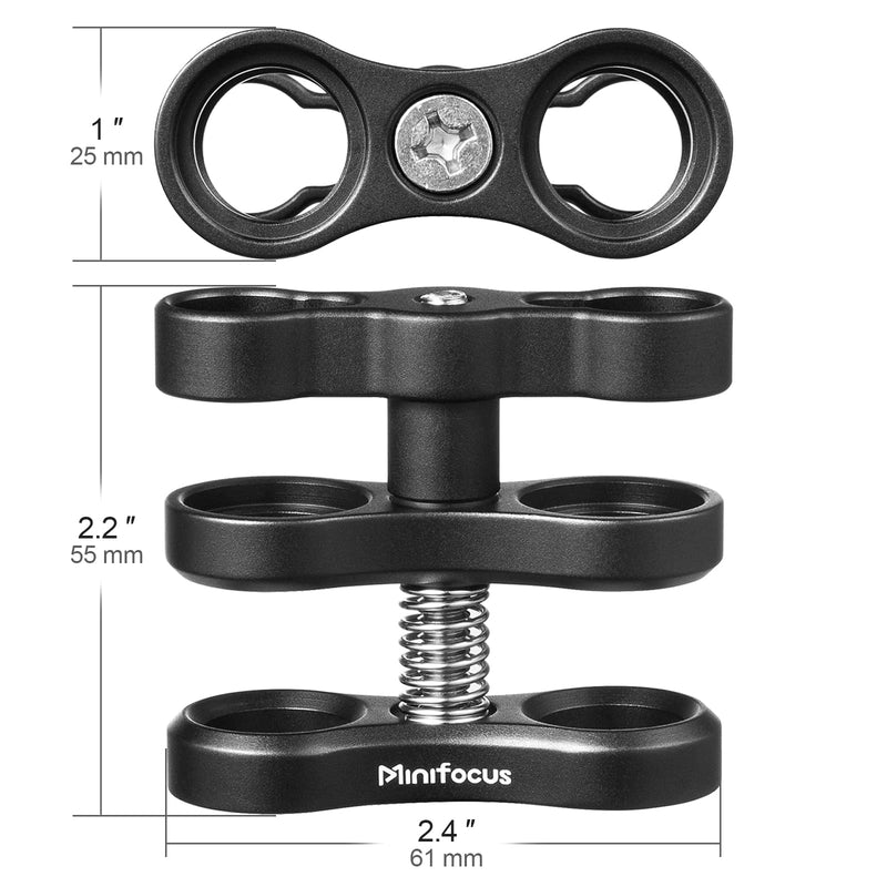 4PCS 1'' Aluminum Ball Clamp Mount for Underwater Diving Light Arms Tray System, Photography Diving Camera, 360° Clip Adapter Bracket for Action Camera Flashlight Arms System 4 Packs Ink Black