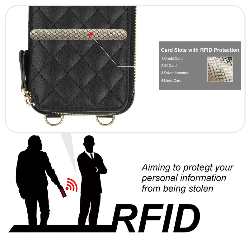 Bocasal A Stylish Crossbody Wallet Case for iPhone 16 Pro + A Mini Round Pouch Bag
