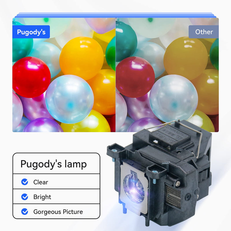 Pugody ELPLP67/V13H010L67 Replacement Projector Lamp Bulb for Epson ex5210 ex7210 ex3210 ex3212 vs210 vs220 s11 x12 x15 eb-s02 w12 PowerLite Home Cinema 500 707 710hd 750hd 1221 1261W H429A H431A H432