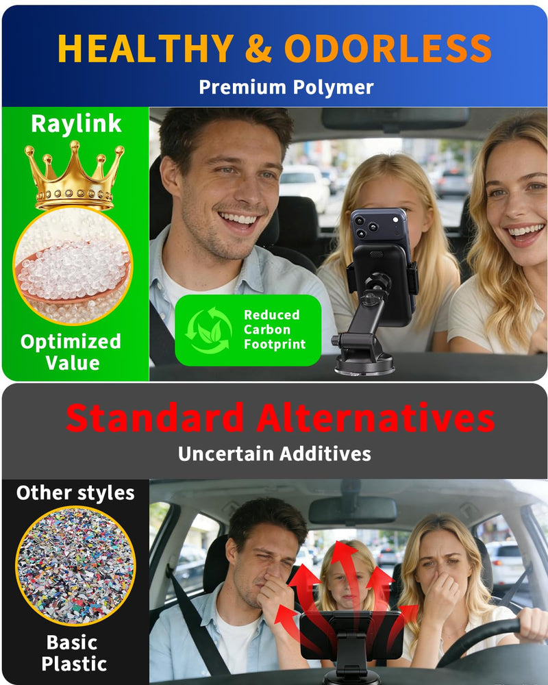 NO.1 Best【Fixed Integrated 122lb】Military-Grade Car Phone Holders Windshield Dashboard Vent【Upgraded Suction & Clip】Cell Phone Mount with Patent & Safety Certs for iPhone 17 Pro Max 16 15 Samsung Four-claw panel + duckbill clip
