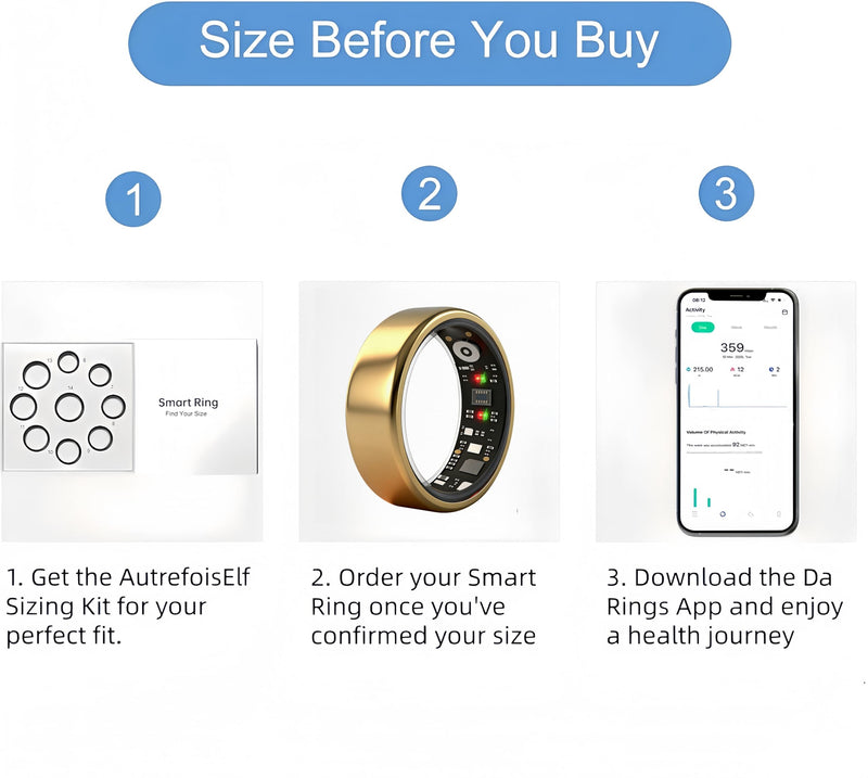 Smart Ring Gen 3 for Women Men, IP68 Waterproof Health Tracker Gold,8 | Fitness Rings with Free App No Subscription Fee, Stress & Sleep Monitor, Heart Rate & Step Tracking, Android/iOS Compatible 8