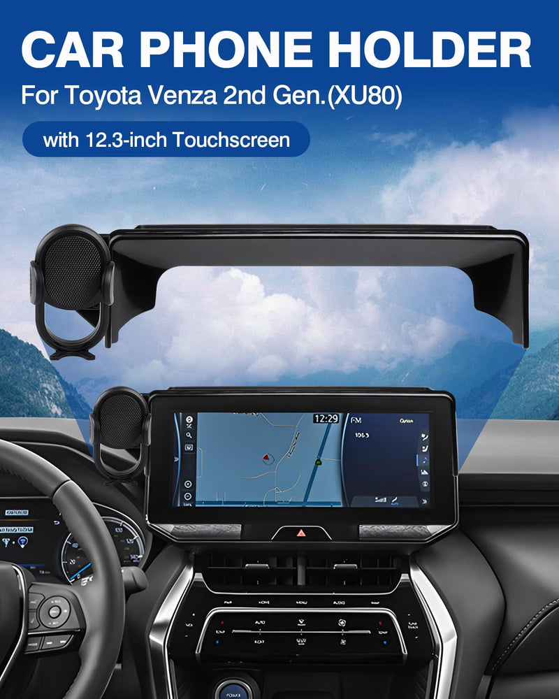 Autorder Car Phone Holder for Toyota Venza 2021 2022 2023 2024 Accessories Phone Mount 12.3" Screen Cell Phone Automobile Cradles 360 Degree Rotation (Not fit Screen with Automatic Light Sensor) Toyota Venza 2021-2024 with 12.3''