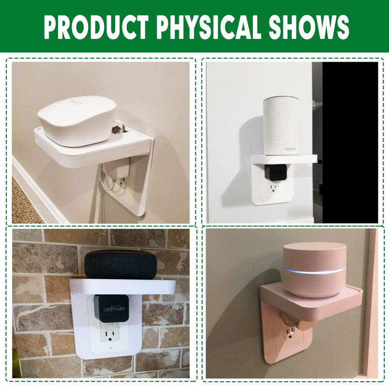 Outlet Shelf Holder, Bathroom Decor with Built-in Cable Management,A Space Saving Solution for Homepod Mini,Google Home/Echo/Smart Speakers/Electric Toothbrush/Cell Phone (Standard) Standard