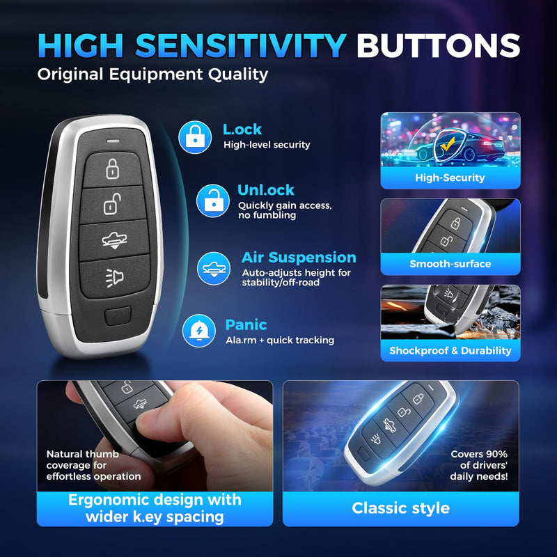 2026 Autel MaxiIM IKEYAT004AL Pr0 g-r*ab-le Blank Key for 700+ Vehicle | 360° 130FT Remote, 4 Buttons Universal Fob Replacement, Air Suspension, Work with Autel KM100, IM508S, IM608 PRO II 4.5in