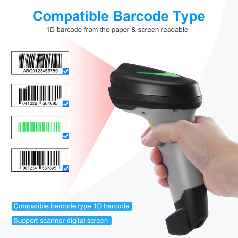 [AUSTRALIA] - Barcode Scanner Wireless, Onewscan 1D Barcode Reader with Stand, 2.4G Wireless & USB Wired Connection Plug and Play Handheld Bar Code Scanners 2203wh 