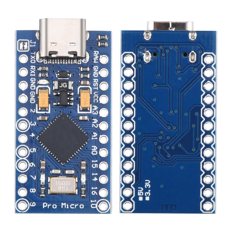Pro Micro 32U4 Module Type-C Development Board 5V 16MHz Microcontroller Pack of 2 Blue-2 Pieces