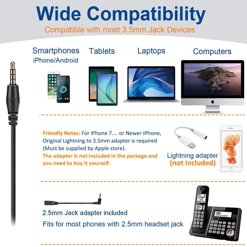 [AUSTRALIA] - Cell Phone Headset with Microphone Noise Cancelling & Call Controls, 3.5mm Computer Headphones for Samsung PC Business Skype Softphone Call Center Office, Clear Chat, Ultra Comfort 