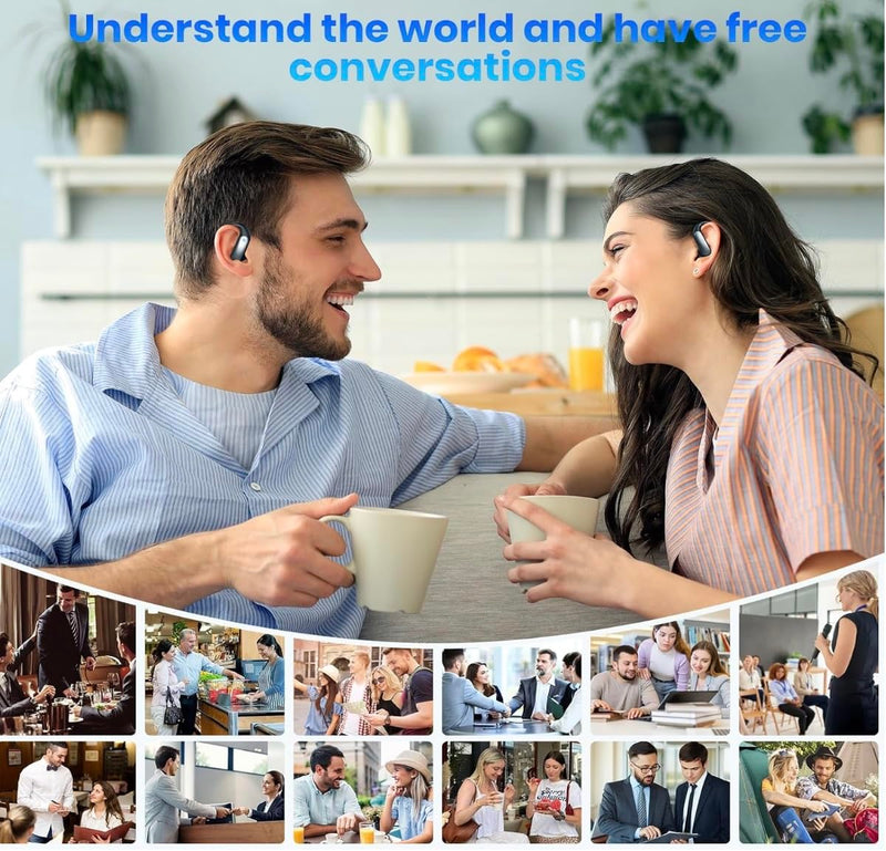 Smart Language Translator Earbuds, 144 Languages Real-Time Translation, Wireless Bluetooth Earphones with Charging Case, iOS Android Compatible, Online Offline Mode