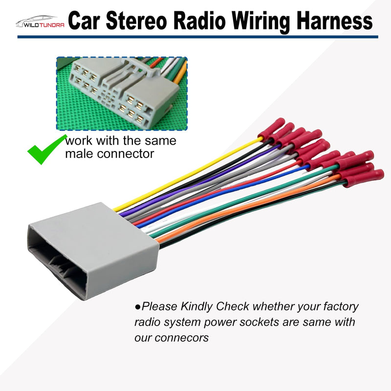 [AUSTRALIA] - Aftermarket Radio Wiring Harness for Honda 2006-2014 Select, Car Stereo Wiring Harness with Antenna Adapter for Civic 06-11, CR-V 07-11 Odyssey Insight Acura RDX MDX 17Pin Radio Wire for Car Stereo 