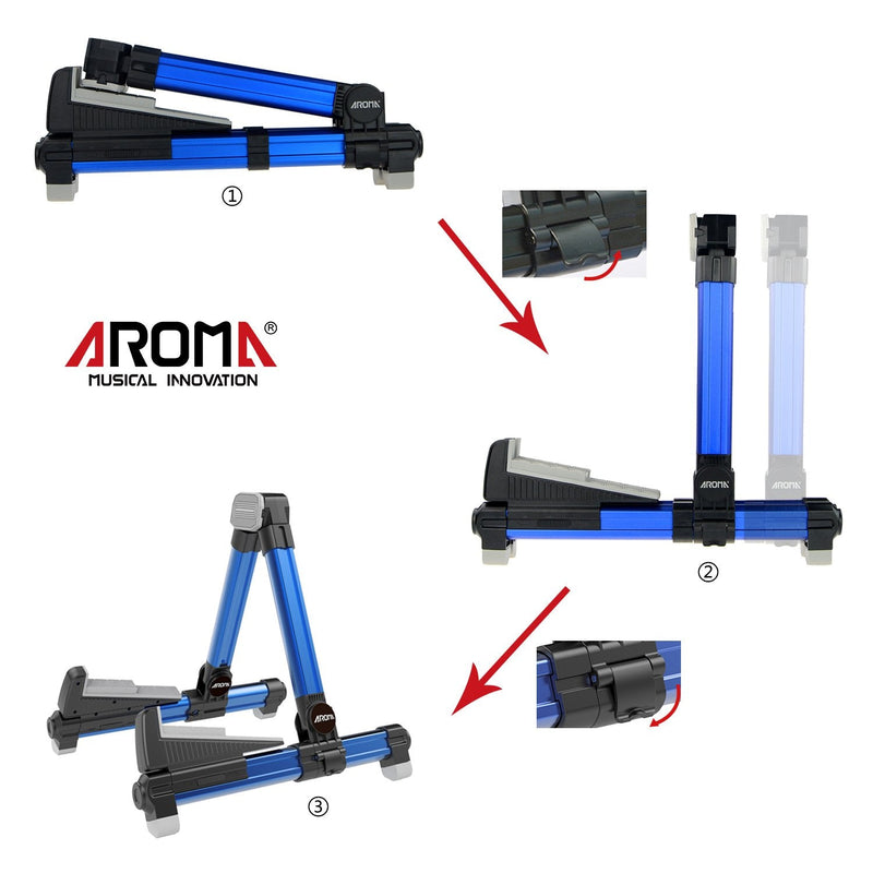 [AUSTRALIA] - Guitar Stand - Foldable Aluminum Floor Stand Adjustable for All Types of Guitars, Basses, Ukuleles and Violins, Banjo Easy to Carry Steady Stand Safe Protection (Blue) 