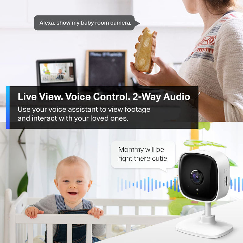 TP-Link Tapo 2K Indoor Security Camera for Baby Monitor, Dog Camera w/ Motion Detection, 2-Way Audio Siren, Night Vision, Cloud & SD Card Storage(Up to 512 GB), Works w/ Alexa & Google Home(Tapo C110) White 1-Pack