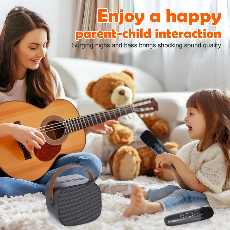 Mini Karaoke Machine for Kids Adults,Portable Bluetooth Karaoke Speaker for Adults Kids with 2 Microphones for 6 7 8 9 10 11 12 Years Old Girls Boys Gifts Toys for Christmas Birthday,Black Black