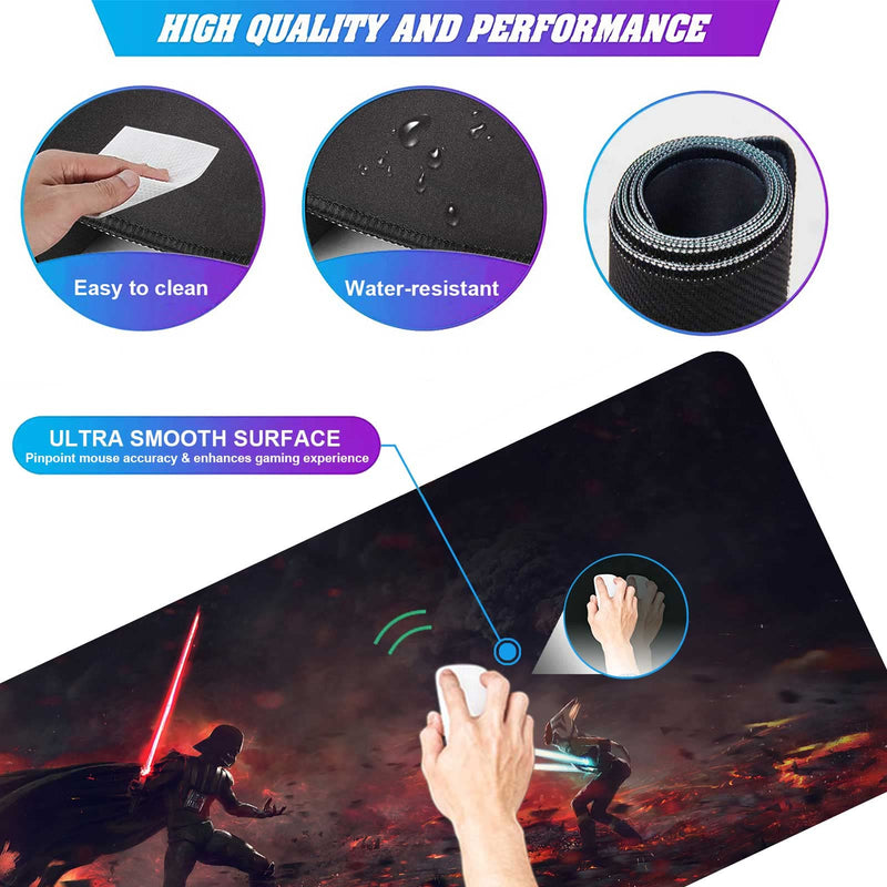 XXL Mouse Pad Ahsoka-Tano Vs Vader,Extra Large Gaming Mousepad Laptop Desk Mat,Non-Slip Rubber Base,Stitched Edges,Smooth Fabric,Computer Keyboard & Mice Combo Pads for Office Game 31.5x15.7 80x40 Ahsoka Tano Vs Vader