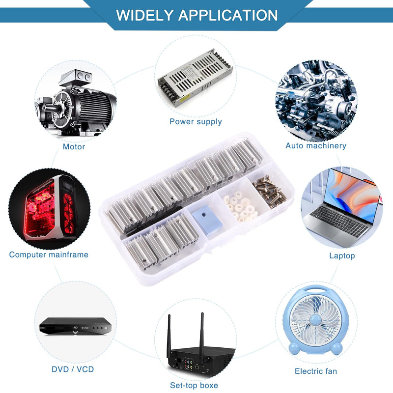 VooGenzek 20 Pieces TO-220 Heatsink and Insulator/Mounting Kits, Heatsink + Screw + Washer + Insulator Rubberised Silicone for TO-220 MOSFET Transistor, 20 x 15 x 10 mm Without needle