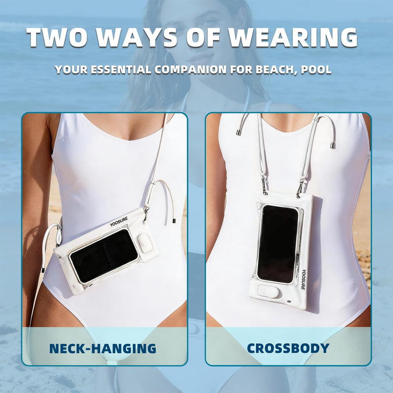Vacuum Waterproof Phone Pouch - IPX8 Professional Cell Phone Dry Bag with Lanyard, Essential for Beach & Cruise, Universal Waterproof Case Fits All Smartphones up to 7.7" (1, White) 1