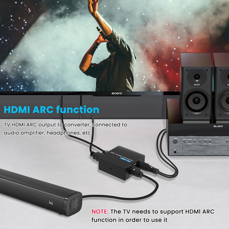 [AUSTRALIA] - HDMI ARC Audio Extractor 192 KHz ARC Audio Adapter with SPDIF + 3.5mm AUX RCA Audio Output HDMI ARC to Optical Audio Adapter with Audio Cable Support Blue-Ray Play Soundbar ARC-3 Brownish 1 