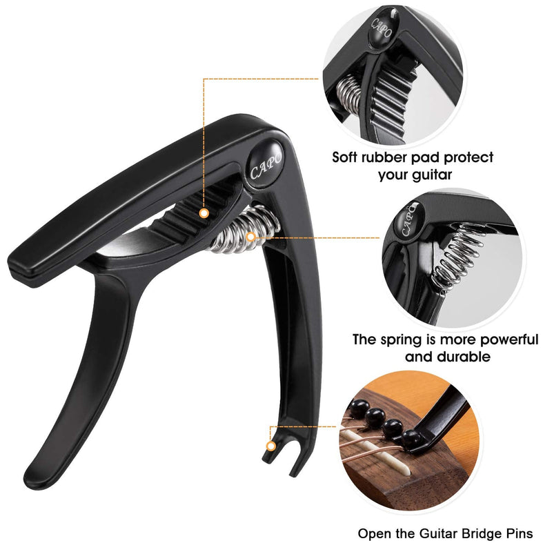 Guitar Accessories Set 10 Pieces Guitar Tool Kit Including Guitar Capo, Tuner, String Winder, Guitar Strap, Guitar Picks, Guitar Bones Pick Holder for acoustic electric guitar player 10 Pcs