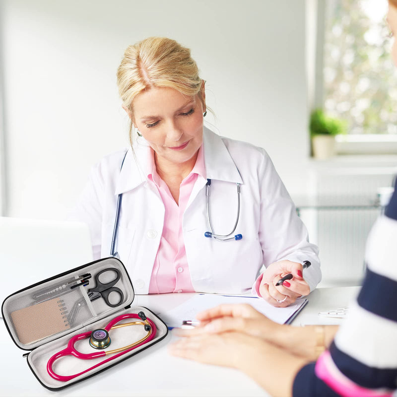 ProCase Stethoscope Case for 3M Littmann Classic III, Lightweight II S.E, MDF Acoustica Stethoscope, Cardiology IV Stethoscope, Hard Travel Carrying Case for Nurse -Black Black