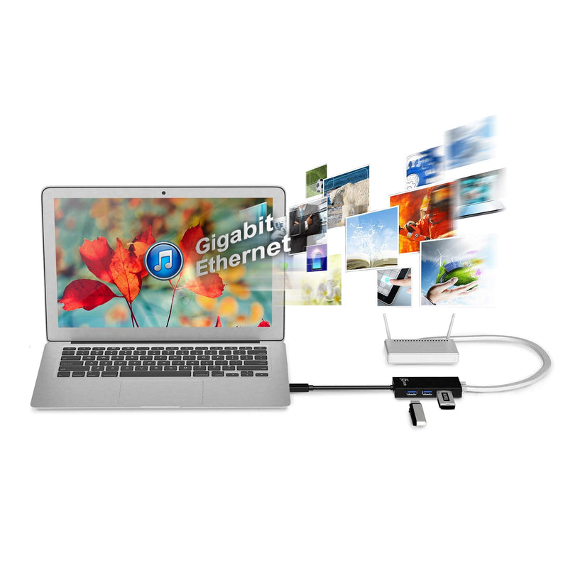 j5create USB 3.0 Multi-Adapter Hub- 3X USB 3.0 SuperSpeed Ports, Gigabit RJ45 Ethernet, Compatible with Windows and MacOS