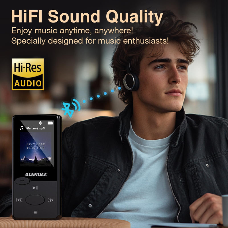 [AUSTRALIA] - Mp3 Player with Bluetooth 5.3 HiFi Sound, Mp3 Player with FM Radio, Mini Music Player 32G for Kids Adults, Earphones Included, TF Card can be Inserted 