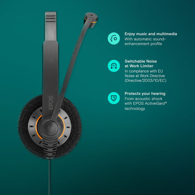 [AUSTRALIA] - EPOS Sennheiser Consumer Audio SC 60 USB ML (504547) - Double-Sided Business Headset | For Skype for Business | with HD Sound, Noise-Cancelling Microphone, & USB Connector (Black) 