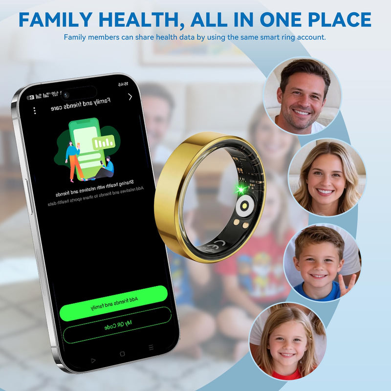 Smart Fitness Ring for Men and Women – Lightweight & Barely‑There Feel, Track Heart Rate, Stress, Sleep, Steps & SpO2, Ultra‑Slim 6mm,10ATM Waterproof, No Subscription Fee, Gold 8