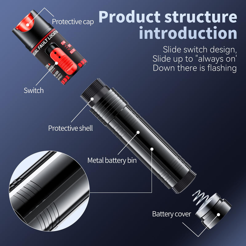Visual Fault Locator 30KM - Rechargeable VFL Fiber Optic Tester Kit Include Single Mode 9/125um FC Male to LC Female Adapter, Fiber Optic Lights for Network Cable 30km-Rechargeable