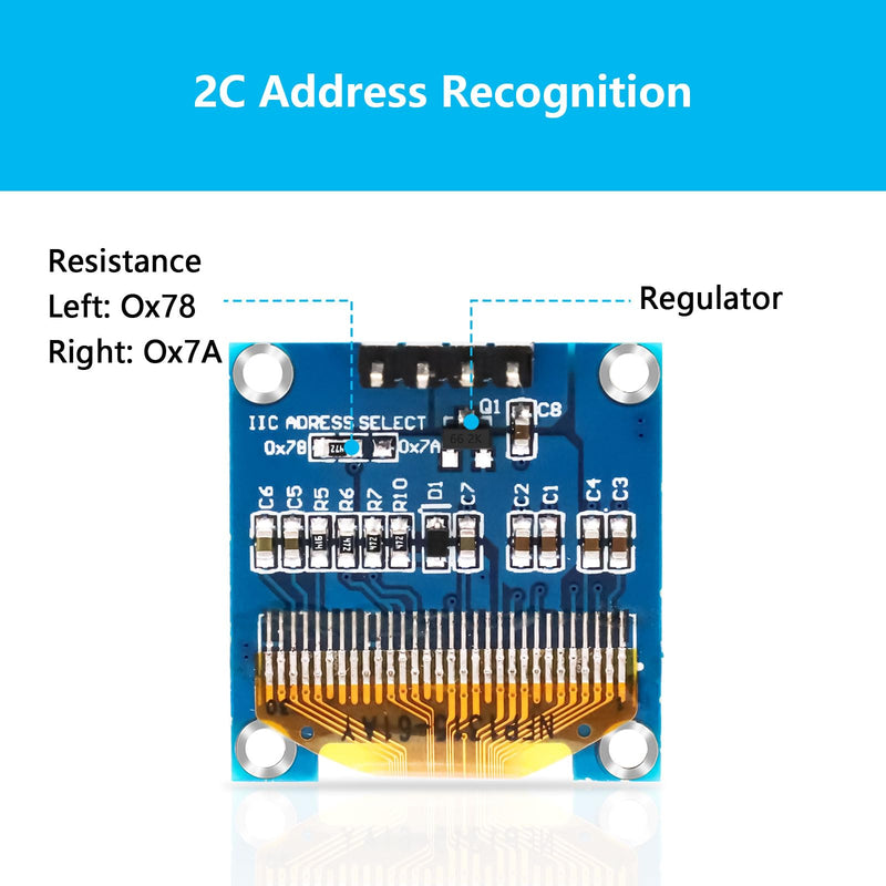 QIQIAZI 0.96 Inch OLED Display I2C Module, 5 Pieces I2C Display Module 128 x 64 Pixel I2C Screen Display Module Compatible with Arduino and Raspberry Pi (Yellow/Blue)