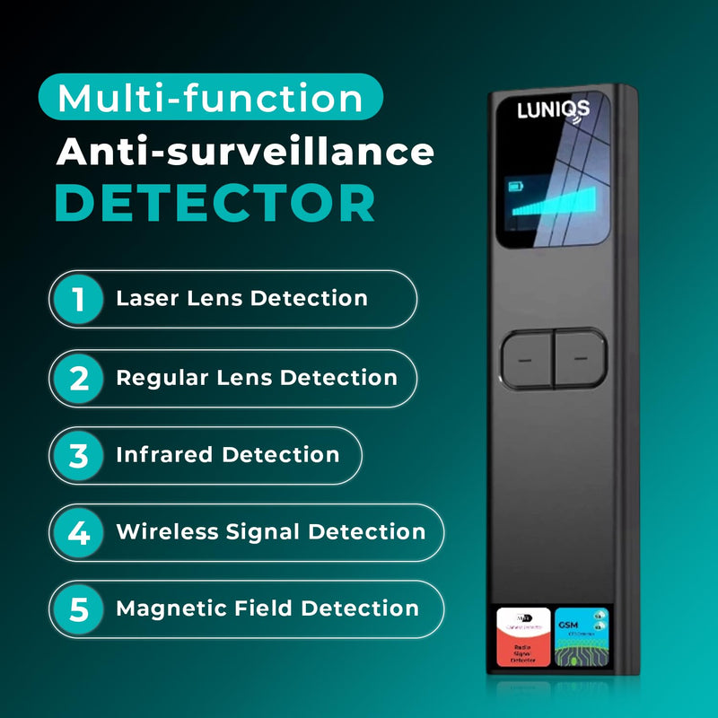 Hidden Camera Detectors -2026- Hidden Bug and Camera Detector & Spy Camera Finder, GPS Tracker Detector, RF Detector & Bug Detector (Laser + LCD Screen) for Travel, Home & Office Security 5 Mode – Laser + LCD
