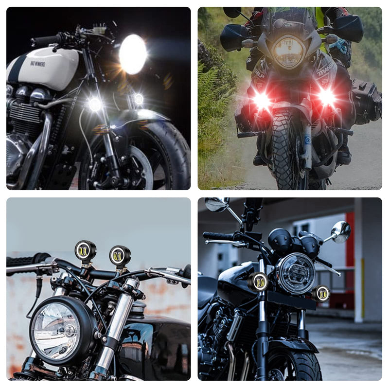 [AUSTRALIA] - LED Motorcycle Driving Lights, 20W Round LED Daytime Running Light 3-Inch Motorcycle Additional Lights 12V/24V Fog Lamps for 4x4 ATV Tractor Offroad Motorbike, Red (Include Switch) 