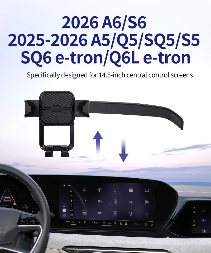 Auto Clamp Car Phone Holder for Audi A6,A5,S5,Q5,SQ5,Q6L e-tron Accessories | Universal Mechanical clip Cell phone Mount Accessories Fit iPhone Android,Automobile Cradle GPS Dashboard Navigation Bracket For 14.5-inch 2026 A5/A6/S6/S5/Q5/SQ5/Q6L e-tron