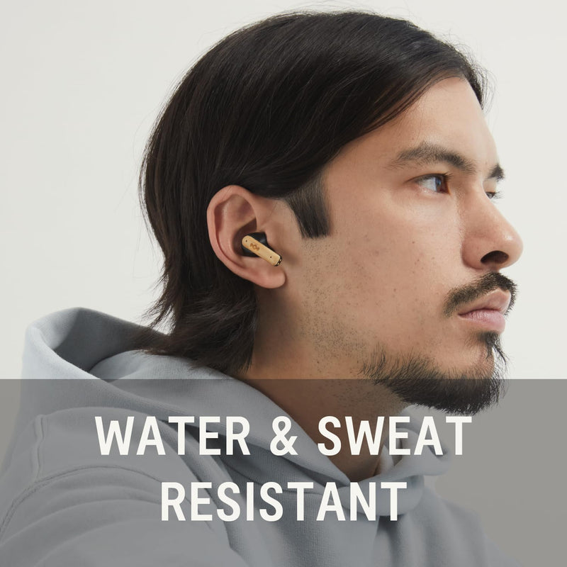 House of Marley Little Bird True Wireless Earbuds, Touch Controls, Built-in Mic, 24 Hours Playtime with Case, USB-C Quick Charge, Sustainable Materials, Movie and Gaming Mode, Black | Earphones with integrated microphone, 24 hours of battery life, In-e...
