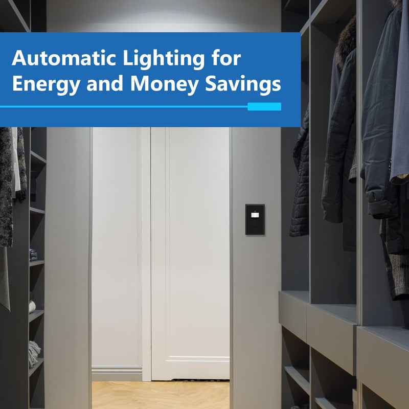 [AUSTRALIA] - LIDER Motion Sensor Switch with Wall Plate, PIR Sensor Light Switch, Occupancy & Vacancy Modes, No Neutral Wire Required, 120V, 60Hz, 150W LED/CFL, Single Pole, LPS-1P-BKWP2P, Black, 2 Pack 