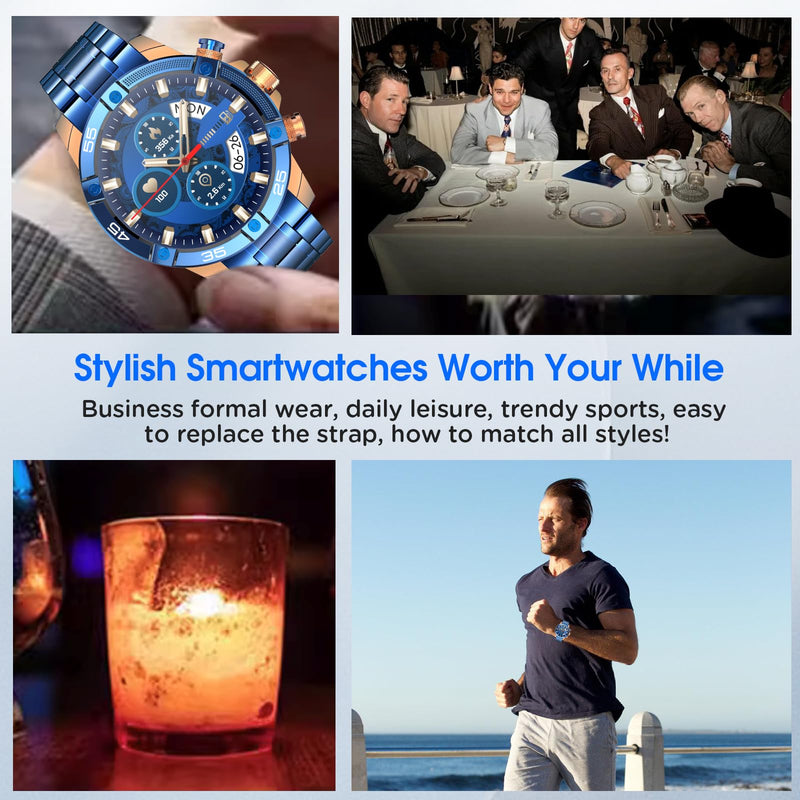 Mens Smart Watch 1.53" Fitness Tracker w/Heart Rate & Sleep Monitor, 7-Day Battery, IP67 Waterproof, Bluetooth Calls/Notifications, 100+ Sports Modes for Men Women (Blue) Blue
