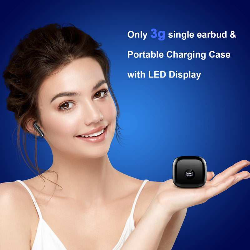 Jxrev J53 2 Pack Black and Dark Blue Wireless Earbuds, Bluetooth Ear Buds LED Power Display Headphones Bass Stereo, Earbuds in-Ear Noise Cancelling Mic, 40H Playback Mini Case
