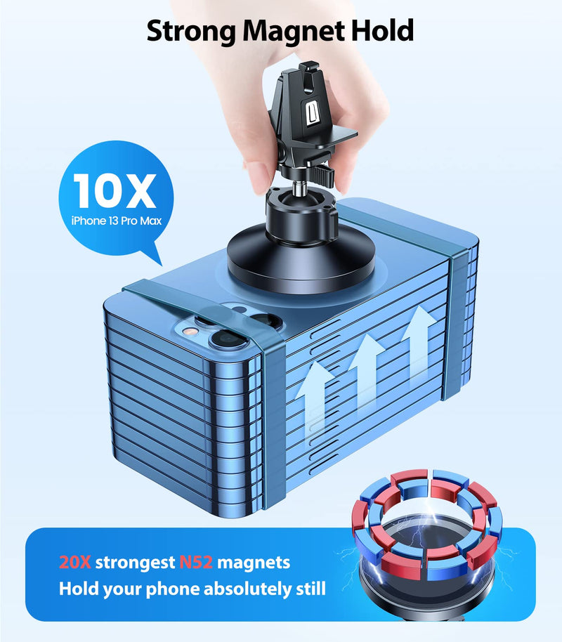 VICSEED for MagSafe Car Mount【Upgraded Strongest Magnet Power】 Magnetic Phone Holder for Car Vent 360 Adjustable Magnetic Car Phone Holder Mount for iPhone 15 14 13 12 Pro Max Plus Mini Black
