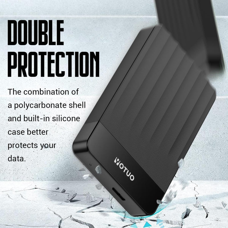 YOTUO 500GB External Hard Drive, Portable Storage Expansion HDD, USB 3.0 & USB-C for PC, Mac, Desktop, Laptop, Smartphone, PS4, Xbox One, Xbox 360, Office & Game Black 500 GB
