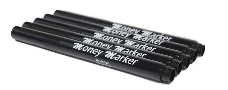 Money Marker (5 Counterfeit Pens) - Counterfeit Bill Detector Pen with Upgraded Chisel Tip - Detect Fake Counterfit Bills, Universal False Currency Pen Detector Pack 1