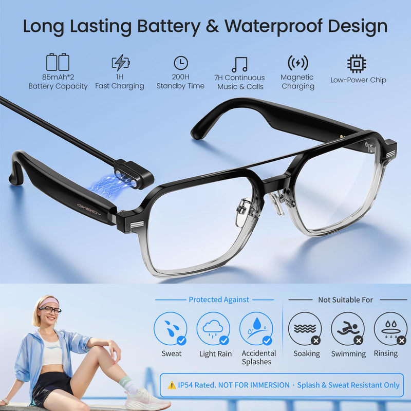 Aviator Smart Glasses for Men & Women, Audio Bluetooth Glasses | Wear Induction Power On/Off, Touch Control, Photochromic Lens, Sunglasses, Music, Hands-Free Calls, UV/Blue Light Protection Gradient Black