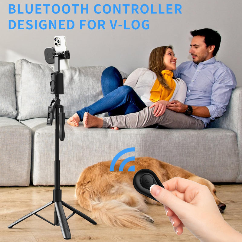 [AUSTRALIA] - Auto Face Tracking Tripod 360° Rotation Phone Stand, No App, Face Body Phone Camera Stand with Remote and Gesture Control, Rechargeable Smart Shooting Stand with Light (Upgrade Edition) 