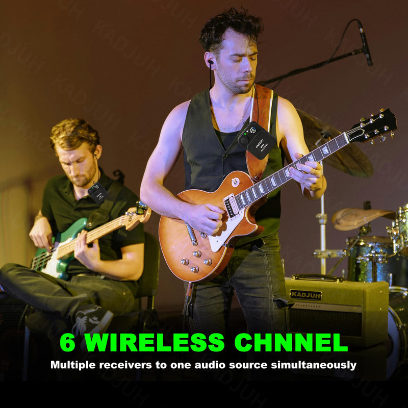 MX3 Wireless in Ear Monitor System 2.4ghz Stereo IEM System Transmitter and bodypack Receiver for Studio, Band Rehearsal, Live Performance, Channel Scan Mode Black
