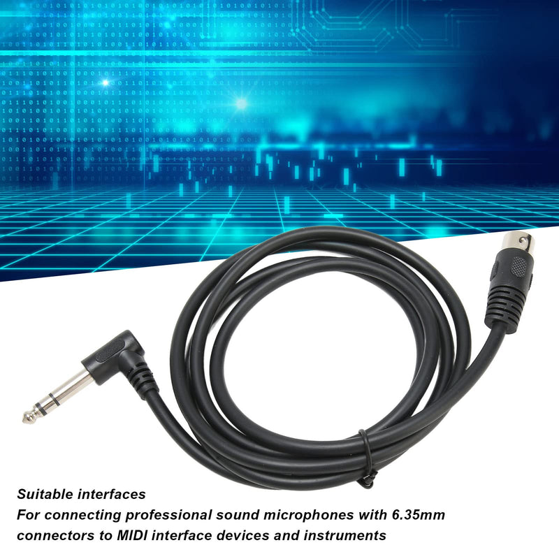 GOWENIC 6.35mm Male to MIDI Din 5Pin Male Cable, 90 Degree 6.35mm Male to MIDI Din 5Pin Male Cable, for 6.35mm Interface Professional Sound Microphones to MIDI Interface Devices